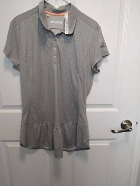 Adidas Climachill Women’s Light Gray Polo Tunic with Ruffle Hem